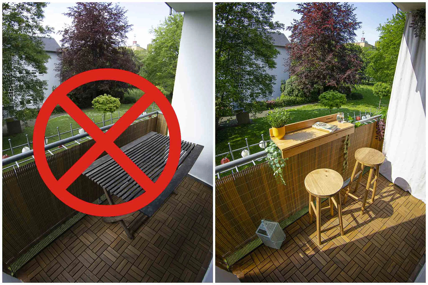 Handcrafted solid oak balcony table – foldable design for small spaces | Handgefertigter Balkontisch aus massiver Eiche – klappbares Design für kleine Balkone – Kraswood