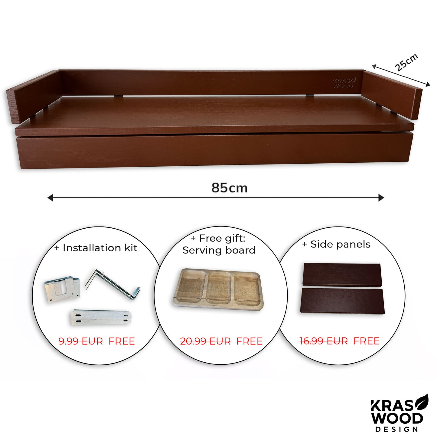 Handcrafted solid oak balcony table – foldable design for small spaces | Handgefertigter Balkontisch aus massiver Eiche – klappbares Design für kleine Balkone – Kraswood