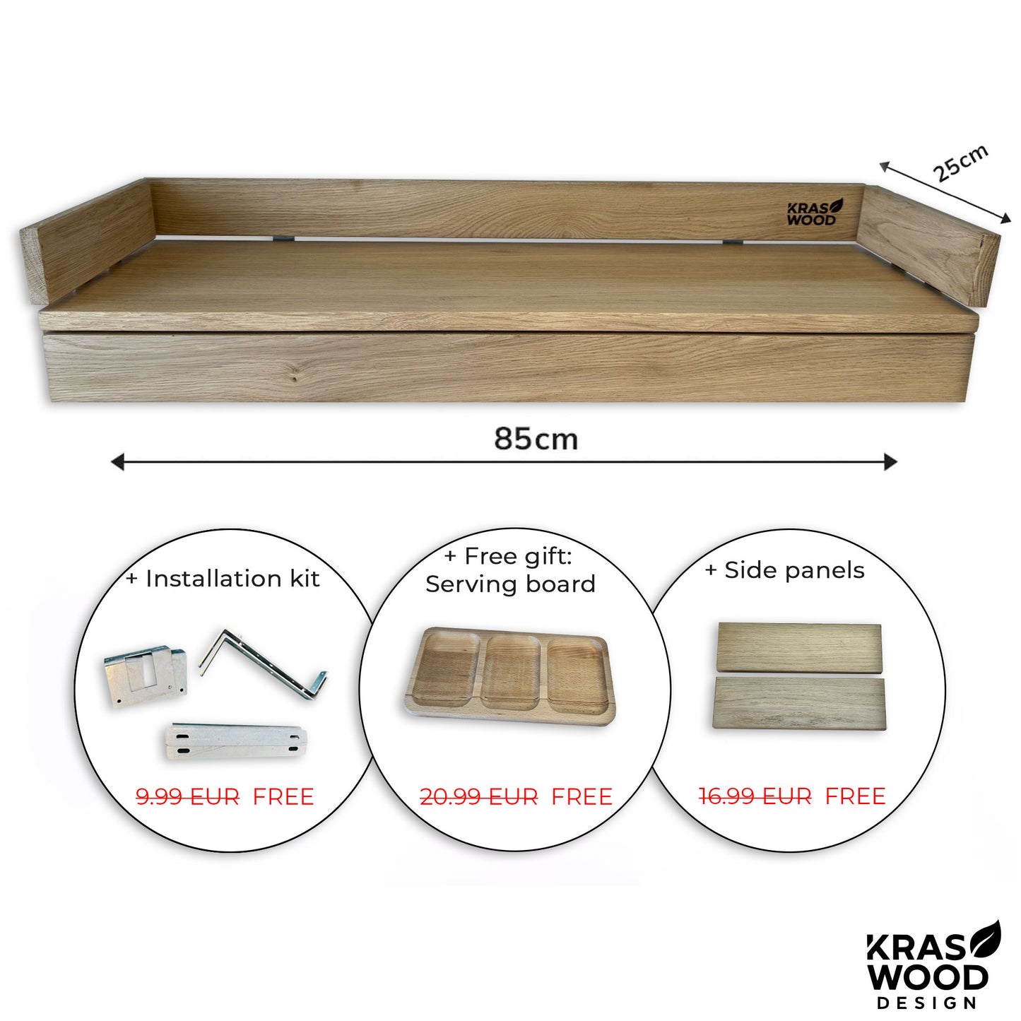 Handcrafted solid oak balcony table – foldable design for small spaces | Handgefertigter Balkontisch aus massiver Eiche – klappbares Design für kleine Balkone – Kraswood