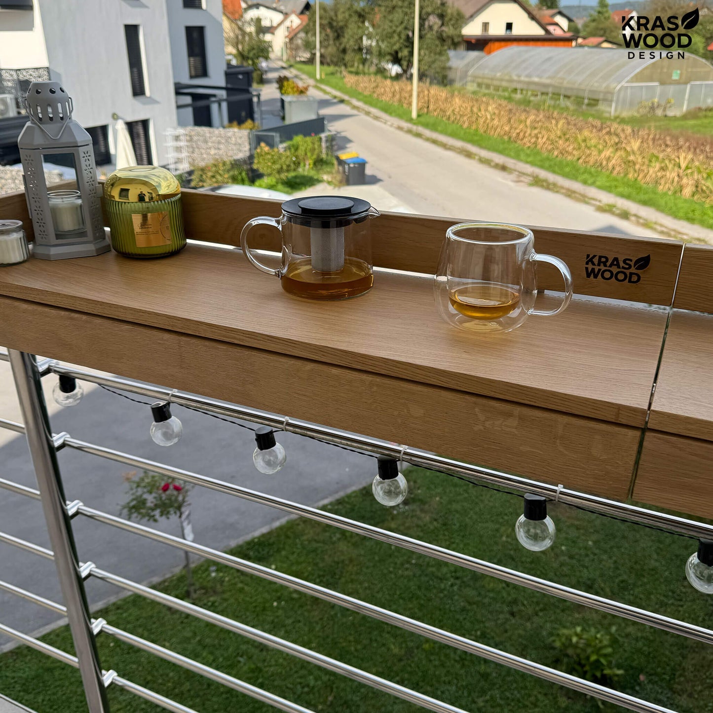 Solid Oak Balcony Table, Set of 2 pcs | Handcrafted by KrasWood