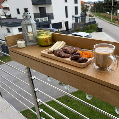 Solid Oak Balcony Table, Set of 2 pcs | Handcrafted by KrasWood