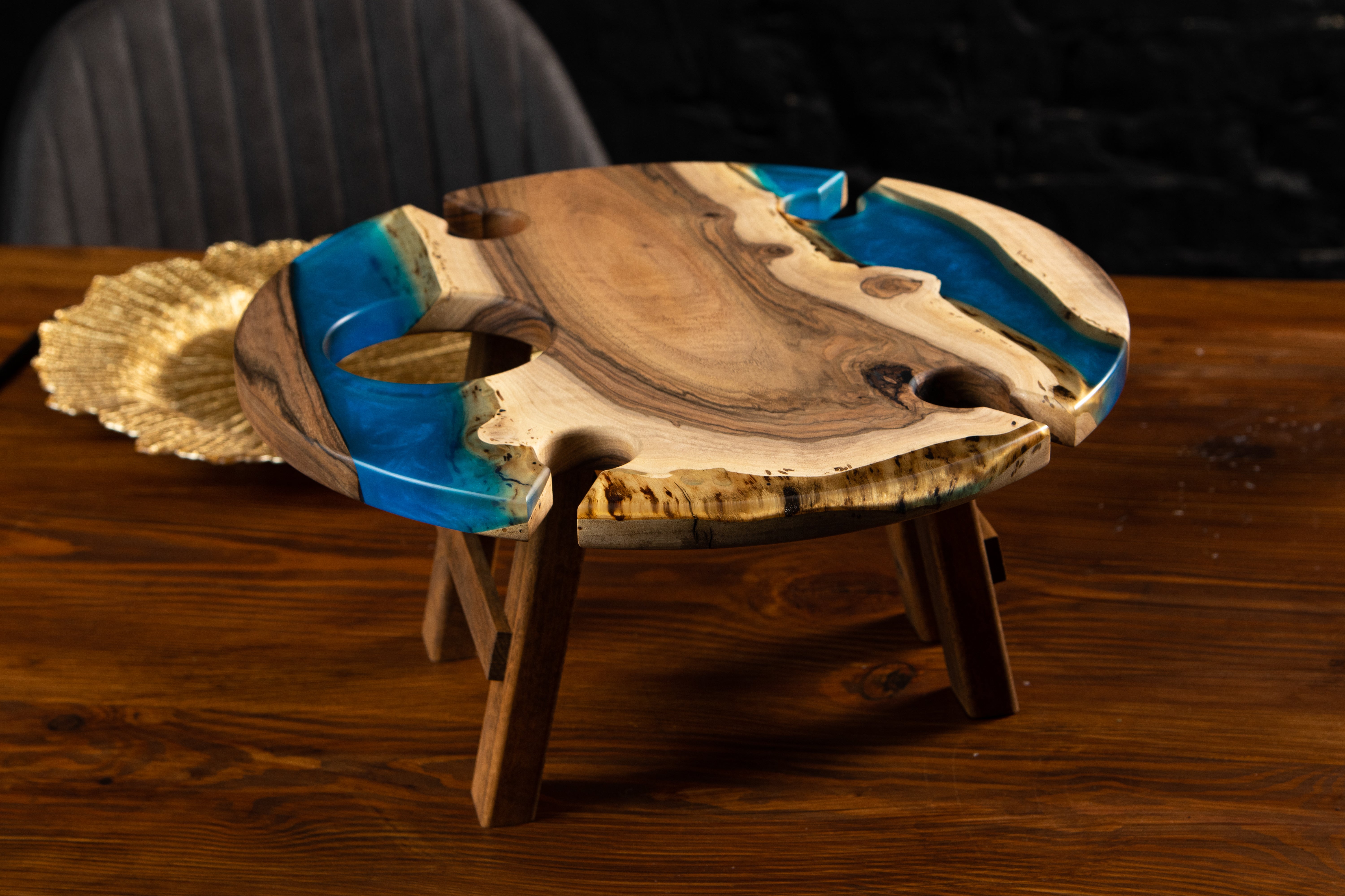 Wine table made of wood and epoxy resin | KrasWood