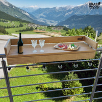 Handcrafted solid oak balcony table – foldable design for small spaces | Handgefertigter Balkontisch aus massiver Eiche – klappbares Design für kleine Balkone – Kraswood