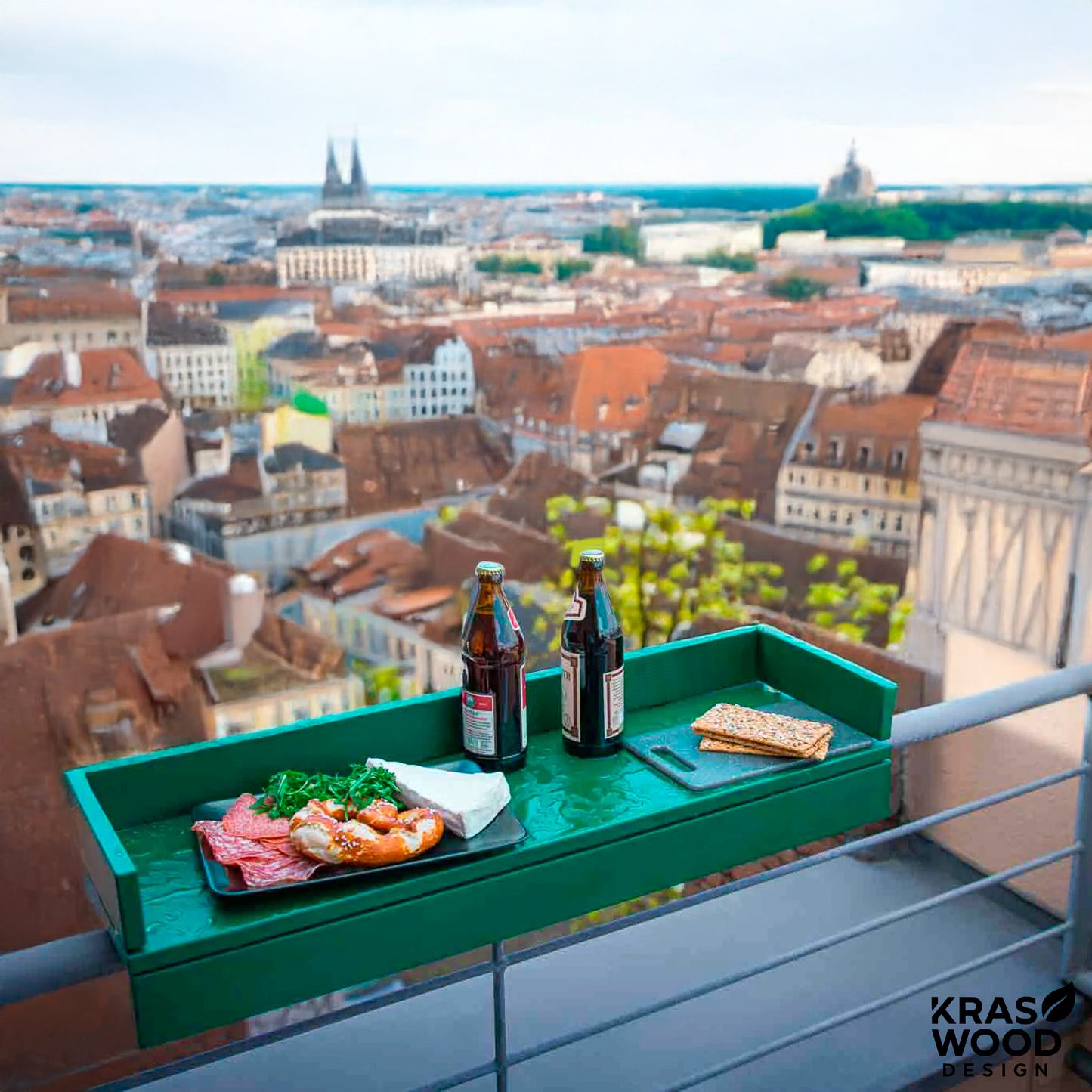 Handcrafted solid oak balcony table – foldable design for small spaces | Handgefertigter Balkontisch aus massiver Eiche – klappbares Design für kleine Balkone – Kraswood