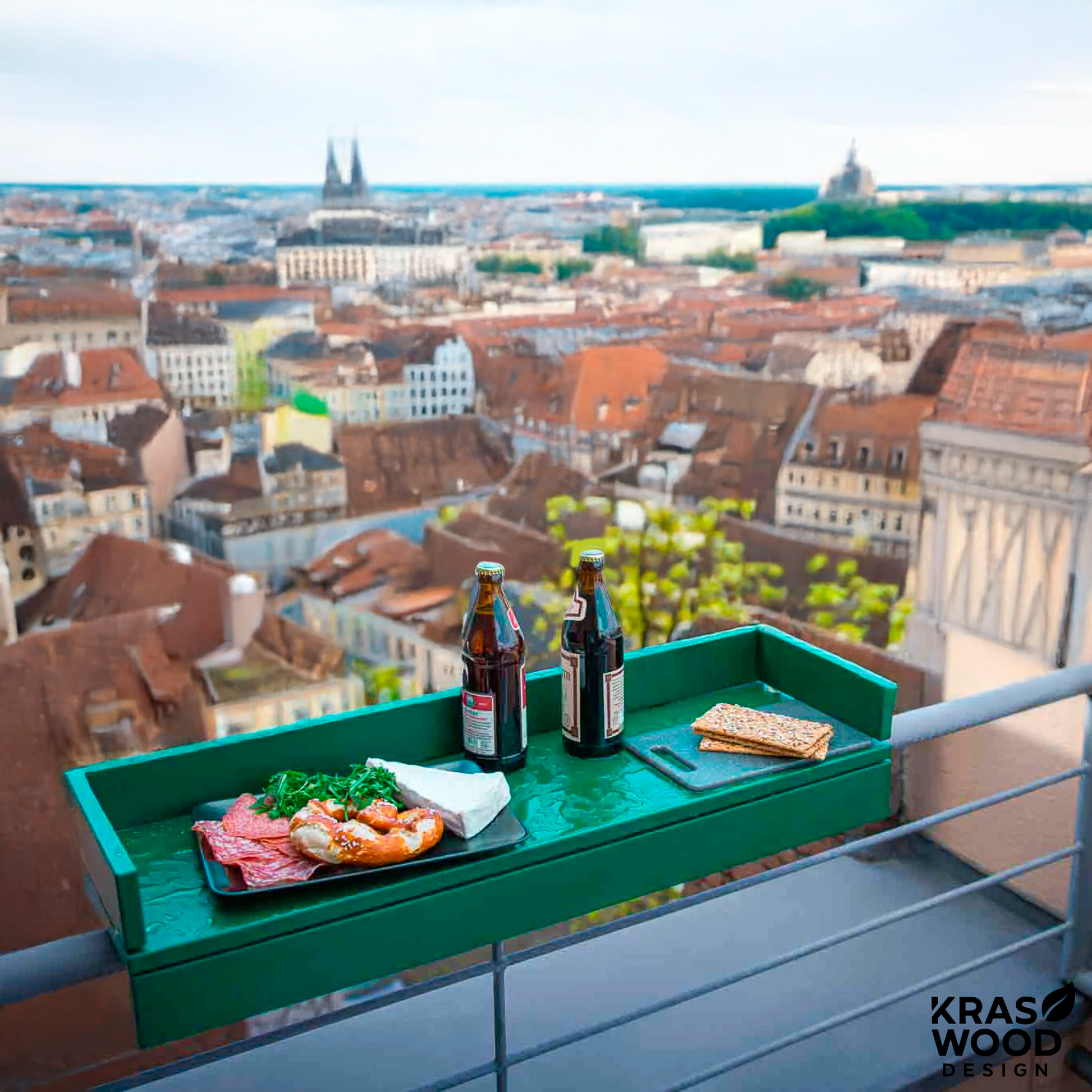 Handcrafted solid oak balcony table – foldable design for small spaces | Handgefertigter Balkontisch aus massiver Eiche – klappbares Design für kleine Balkone – Kraswood