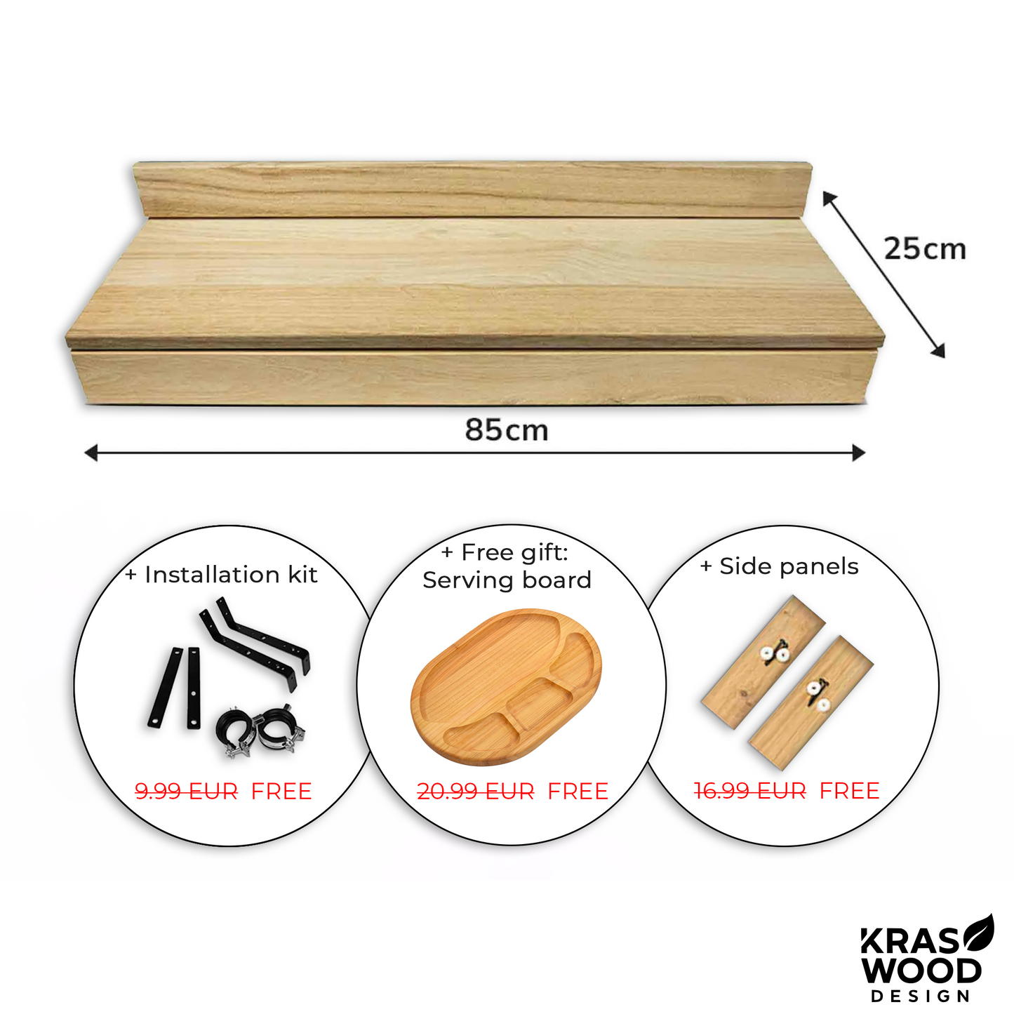 Handcrafted solid oak balcony table – foldable design for small spaces | Handgefertigter Balkontisch aus massiver Eiche – klappbares Design für kleine Balkone – Kraswood